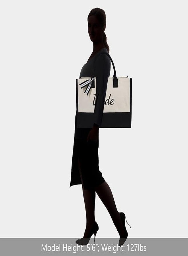 BROGBUS حقيبة يد كبيرة من قماش الكانفاس من BROGBUS Bride Satchel Tote للنساء، مزودة بمقابض، مثالية للسفر، كهدية زفاف، للعمل، أو كحقيبة يومية. - Image 5